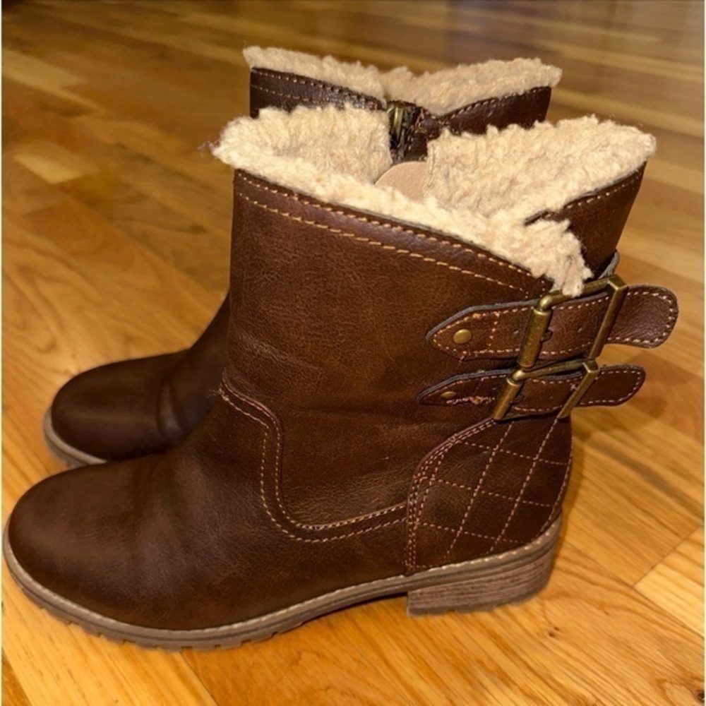 Bjorndal Boots Size 6 Salem Ankle‎ Brown Sherpa Lined Fur Womens